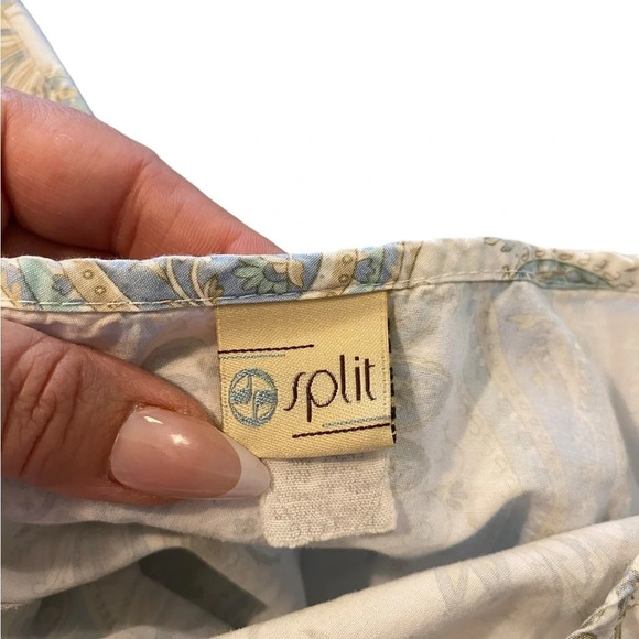 Y2k split cotton Flirty light blue paisley skirt ruffle hem ribbon Trim detail - Picture 7 of 9